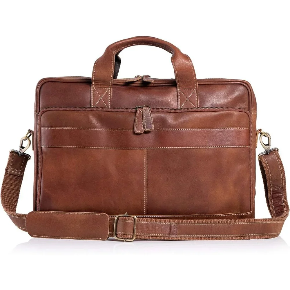Men's Brown Leather Breifcase for Office